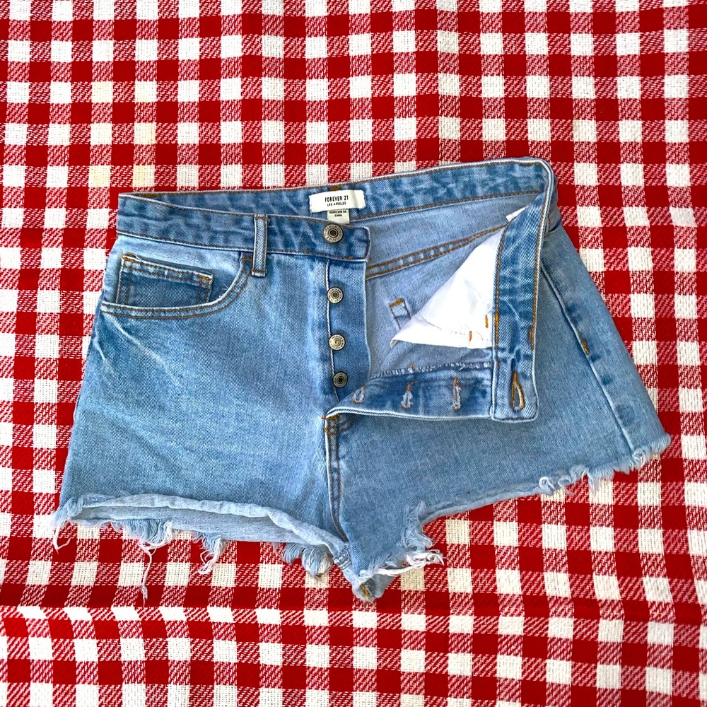 Forever21, Blue Jean Mini Shorts, Size 30